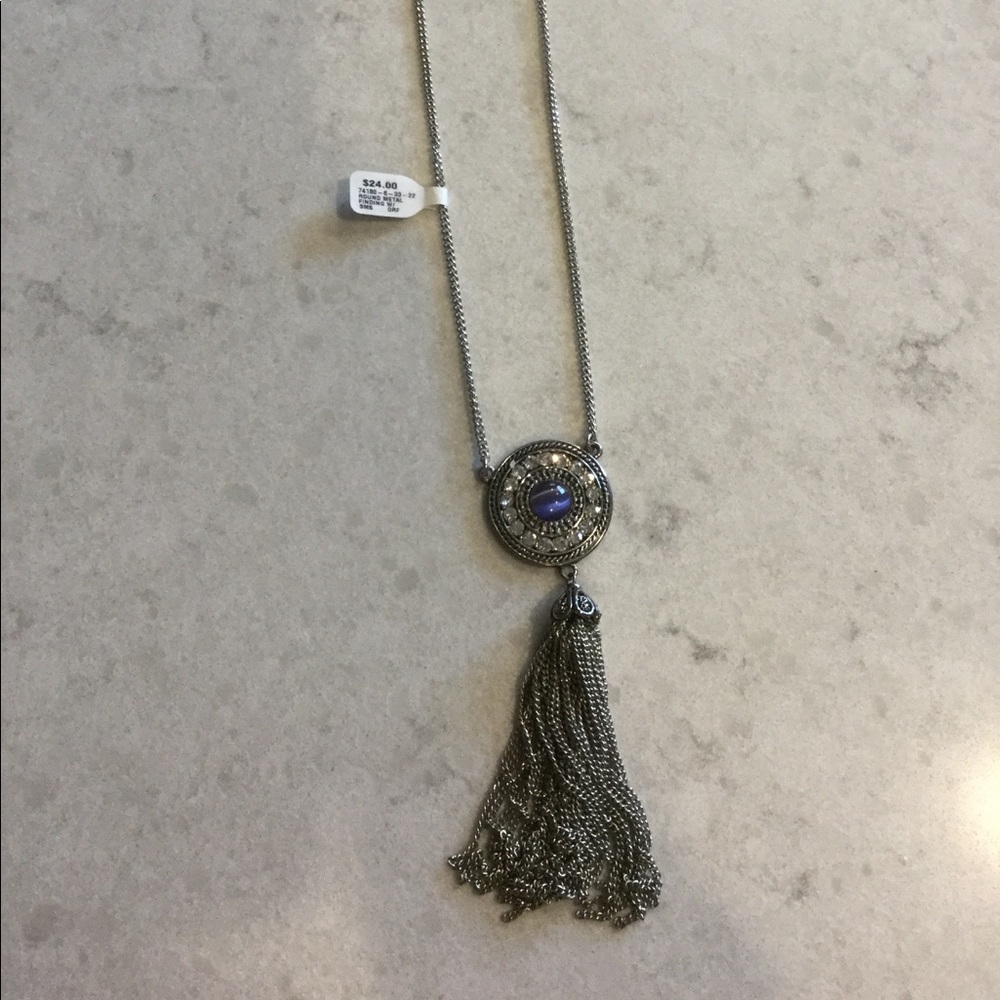 Silver, Blue, Necklace